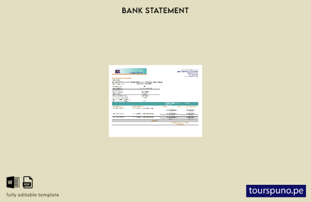 listo para imprimir Pakistán Plantilla de Word   extracto bancario del Banco de 
